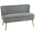 HOMCOM Sofa 2 Sitzer Couch, Kleine Loveseat mit Cord-Optik Modern Polstersofa für Wohnzimmer, Schlafzimmer, kleinen Raum, Grau 117 x 56,5 x 77 cm