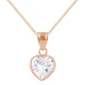 Löb Damen Halskette 925 Silber Roségold Vergoldet kleines Herz mit Zirkonia Stein Anhänger Kette Herzanhänger Herzkette Rose Gold Weiß