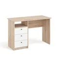 KOMTO Schreibtisch mit Schubladen - Bürotisch Computertisch Klein Arbeitstisch Büro PC-Tisch Kinderschreibtisch mit Stauraum | Moderner Schreibtisch Sonoma Eiche + Weiß | Oslo H 110 x 50 x 74 cm