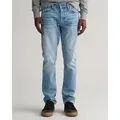 Regular-fit-Jeans GANT "REGULAR GANT JEANS", Herren, Gr. 33, Länge 30, blau (light blau vintage), Denim/Jeans, Obermaterial: 97% Baumwolle, 2% Polyester, 1% Elasthan, casual, regular fit, Jeans