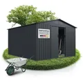 Juskys Gartenhaus XXL, BxT: 314x282 cm, mit Satteldach, Schiebetür, Fundamentrahmen & 14 m3 grau 314 cm x 282 cm