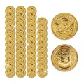 Relaxdays Goldmünzen Kinder, 48er Set, Piratenschatz Kindergeburtstag, Spielmünzen Plastik, Piratenmünzen, Ø 3,5cm, Gold