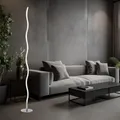 Leuchten Direkt - Stehlampe Led Stehleuchte Wohnzimmerlampe Designleuchte Schlafzimmerlampe, Wellen Design, Stahl Silber, 10w 750lm Warmweiß, Dxh 14x120 Cm