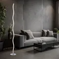 Stehlampe Stehleuchte Wohnzimmerlampe silber LED Wellen Designlampe H 120 cm