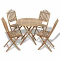 Gartenmöbel Bambus Sitzgruppe Gartengarnitur Gartenset Tisch 4 Stühle vidaXL