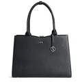 Socha Laptoptasche Damen/Businesstasche Frauen/Aktentasche mit Tragegurt - Elegant - Extra leichte Synthetik - Straight Line Black - 15.6 Zoll Schwarz