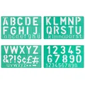 Linex 8550 Schriftschablonen 4-teilig, Standard, Schrifthöhe 50 mm, Groß-/Kleinbuchstaben, Ziffern, Symbole
