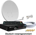 Digitale Satanlage Komplettset 60cm Sat-Schüssel Spiegel HDTV Sat-Receiver 2x USB LNB 0,1dB Kabel Sat Anlage 1 Teilnehmer Full HD Astra 19°E Deutsch F-Steckern