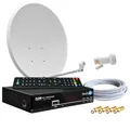 Digitale Satanlage Komplettset 60cm Sat-Schüssel Spiegel HDTV Sat-Receiver 2X USB LNB 0,1dB Kabel Sat Anlage 1 Teilnehmer Full HD Astra 19°E Deutsch F-Steckern