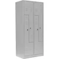 Lüllmann Spind 525110, Z-Spind, lichtgrau, 2 Abteile, 4 Fächer, mit Drehriegelschloss, 80 x 180 cm