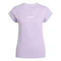 adidas Damen Essentials LINEAR Cotton T-Shirt, Powder Plum/White, XS