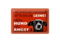 Schild Blech 30x20cm - Made in Germany - Spruch Kind an die Leine Hund hat Angst