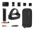 GoPro HERO12-Zubehörpaket – enthält die HERO12 Black-Kamera, den Handler (schwebender Handgriff), den Kopfgurt 2.0, den wiederaufladbaren Enduro-Akku (insgesamt 2) und die Tragetasche
