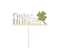 Viana Dekofigur Blumenstecker Holz Silvesterdeko Schriftzug Glücksklee, 9 Stück