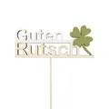 Blumenstecker Holz Silvesterdeko Schriftzug Glücksklee Neujahrsgruß, 9 Stück