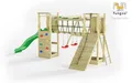Fungoo Spielturm "Maxi Funny" natur mit Doppelschaukel, Rutsche, Verbindungselement, Kletterwand und Rampe