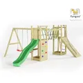 Fungoo - Spielturm 'maxi Funny', Natur, Mit Doppelschaukel, Rutsche, Verbindungselement, Kletterwand Und Rampe