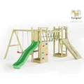 Fungoo - Spielturm 'maxi Funny', Natur, Mit Doppelschaukel, Rutsche, Verbindungselement, Kletterwand Und Rampe