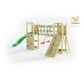 Fungoo Spielturm "Maxi Funny", natur, mit Doppelschaukel, Rutsche, Verbindungselement, Kletterwand und Rampe