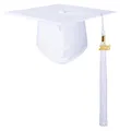 GraduationMall Doktorhut Studentenhut Erwachsene Abschluss Hut 2025 Jahreszahl Anhänger Quaste für die Abschlussfeier der High School Bachelor Hut Weiß