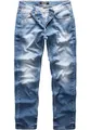 REPUBLIX Herren Jeans Regular Straight Fit Denim Hose Destroyed R07984 Hellblau W40/L32