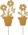 ohne Marke Gartenstecker Blume im Topf" 2er-Set rost OneSize"