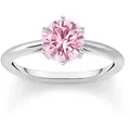Thomas Sabo TR2474-051-9 Silber-Ring für Damen Pinkfarbener Stein, 54/17,2