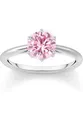THOMAS SABO Silber-Ring für Damen Pinkfarbener Stein TR2474-051-9-54 Ringgröße 54/17,2