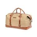 DRAKENSBERG Weekender 'Owen' - Canvas Reisetasche Herren und Damen mit Leder, Vintage, erweiterbar, 40L - Khaki-Beige, DR00100