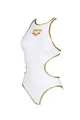 ARENA Damen Biglogo One Piece Swimsuit, White-gold_r, 34 EU