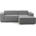 Festes Sofa Dgatta, Großes modulares 2-Sitzer-Sofa mit rechter Halbinsel, 100%  Italy, Modernes Sofa aus Stoff, Cm 240x170h70, Grau - Grau