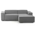 Festes Sofa Dgatta, Großes Modulares 2-sitzer-sofa Mit Rechter Halbinsel, 100% Made In Italy, Modernes Sofa Aus Stoff, Cm 240x170h70, Grau - Dmora