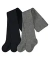 FALKE Unisex Baby Strumpfhose Family Multipack B Ti Baumwolle einfarbig 2 Stück, Mehrfarbig Black Grey 0010, 74-80