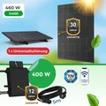 Balkonkraftwerk 460W mit Hoymiles HM-400 Wechselrichter-Premium 460 W Glas-Glas Full Black Modul (bifazial) (inkl. Universalhalterung)