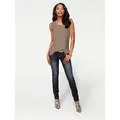 Shirttop HEINE, Damen, Gr. 42, grau (taupe), 95% Viskose, 5% Elasthan, Webware:100% Viskose, unifarben, Rundhals, ohne Ärmel, Tops