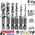 6-tlg HSS Kombi Gewindebohrer M3 M4 M5 M6 M8 M10 Fertig Bohren Schneiden Senken