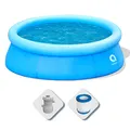 AVENLI Runder oberirdischer Pool mit selbsttragendem aufblasbarem Ring, 420 x 84 cm, Blau, mit Filterpumpe