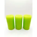 meytrade Outdoorkerze Stumpenkerzen 3er Set Kerze lemon green grün (3er Set), lange Brenndauer 50 Std je Kerze, durchgefärbt grün