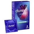 Durex Love Kondome – Leichtes Überziehen für Komfort, schmale Passform (8 Stück)