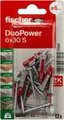 fischer DuoPower 6x30 S 2K Dübel mit Schrauben Ø 6 mm x 30 mm, 12 Stück