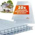 GARDEBRUK® 10x Doppelstegplatten 6mm Zuschneidbar 121x60,5cm Polycarbonat 7,3m2 UV-beständig Klar Hohlkammerplatten Gewächshaus Platten Stegpla... - Transparent