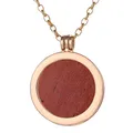 Morella Damen Halskette Gold 70 cm Edelstahl und Anhänger mit Edelstein roter Jaspis Coin 33 mm Chakren Scheibe in Schmuckbeutel