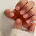 Soft Gel Press On Nails French Tip  30 Stück Rot Nägel zum Aufkleben Kurz Eck...