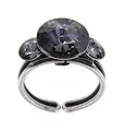 Konplott: Ring Rivoli, dreifacher Cocktail-Ring mit drei runden Kristallen, grau, für Damen/Frauen