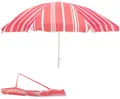 Sonnenschirm rund 1,80m Rot gestreift Polyester knickbar UV Schutz 30+