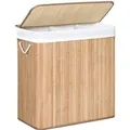 Songmics Wäschekorb 3 Sortierfächern 40 cm x 60 cm x 61,5 cm Holzfarbe 150,
