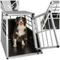 tectake Tiertransportbox Hundetransportbox single, mit gerader Rückwand schwarz Hundegröße L-ohne Trennwand | 90,00 cm x 69,50 cm x 65,00 cm