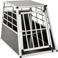 tectake® Hundetransportbox single mit gerader Rückwand mit schützenden Kunststoffecken - Schwarz
