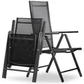 sunnypillow Gartenstuhl Hochlehner | klappbar 8-Fach verstellbare Rückenlehne mit Armlehnen | 120 kg belastbar | Aluminium Klappsessel Klappstuhl für Garten Balkon Terrassen wetterfest | Anthrazit