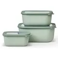 Mepal - Cirqula Multischüssel Set 3–teilig rechteckig Nordic sage – 750, 1500, 3000 ml – Verwendbar als Vorratdose, Kühlschrankdose, Gefrierdo